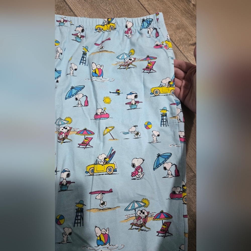 BedHead X Peanuts Blue Surf Sand Beach Snoopy Print Pajama Set Size Large - Picture 10 of 12